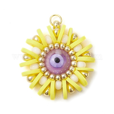 Круглые подвески из полимерной глины и стекла ручной работы с эффектом сглаза PALLOY-MZ00638-03-1