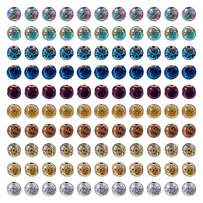 150 шт. 10 цвета гальванические натуральные бусины из вулканического камня G-PJ0001-03B-1