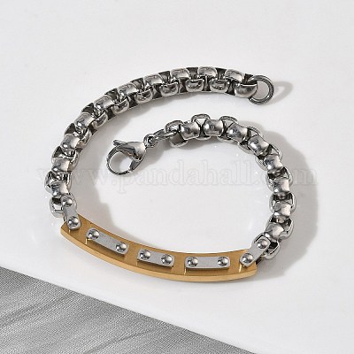 Браслеты-цепочки из нержавеющей стали 201/304 для унисекс BJEW-F522-03G-1