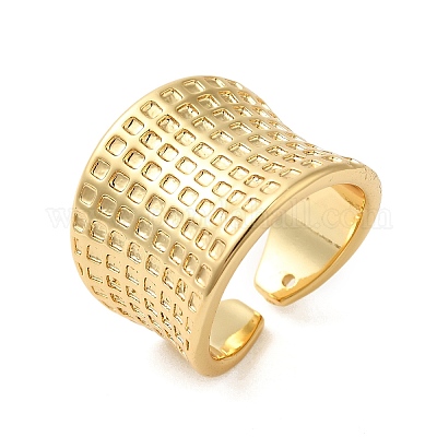 Тартан латунные широкие открытые манжеты для женщин RJEW-A046-11G-1