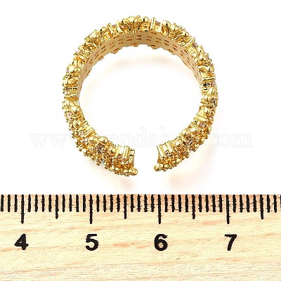 Регулируемые манжеты-кольца из латуни с микропаве из кубического циркония для женщин RJEW-U052-01B-G-1