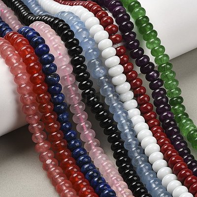 Натуральный белый нефритовый шарик нити G-R169-8x5mm-M-1