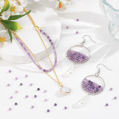 2 нити бусин из натурального лепидолита/фиолетовой слюды G-OC0004-86-1