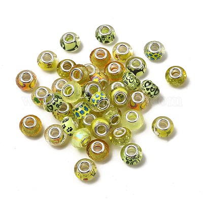 Европейские бусины из прозрачной смолы с печатью RESI-C063-03C-1