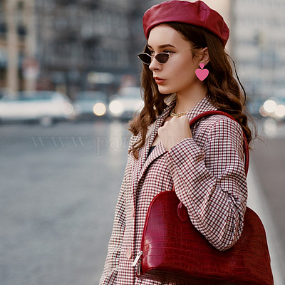 6 пара 6-х стилевых пластиковых и акриловых сережек-гвоздиков в форме сердечек EJEW-AN0003-58-1