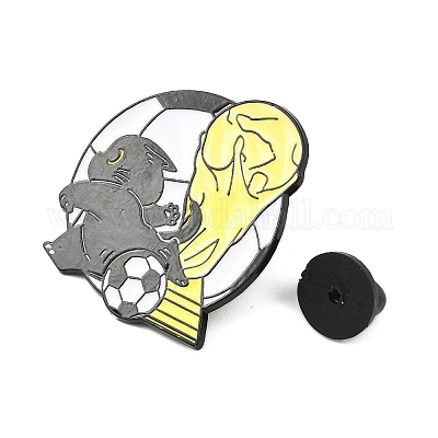 Кот с футбольными спортивными эмалированными значками JEWB-I052-05EB-01-1