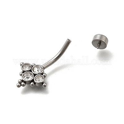 Кольца для пупка в форме штанги из нержавеющей стали 304 с прозрачным кубическим цирконием AJEW-D306-03P-03-1