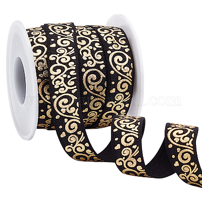 10 ярд эластичного шнура из полиэстера с золотым тиснением и цветком OCOR-WR0001-49A-1