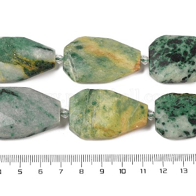 Нити бусин из натурального зеленого лунного камня G-P548-B07-01-1