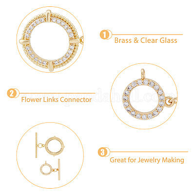 8 комплект из 2 стилей застежек-тоглов из латуни с микропаве из прозрачного кубического циркония KK-DC0003-40-1