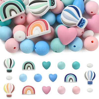 26шт пищевые экологически чистые силиконовые бусины&nbsp;SIL-YW0002-42A-1