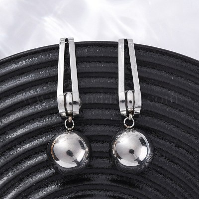 Круглые серьги-гвоздики из нержавеющей стали 304 EJEW-Z098-31P-1