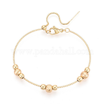 Регулируемые браслеты-слайдеры из латунных бусин для женщин BJEW-T022-24G-1