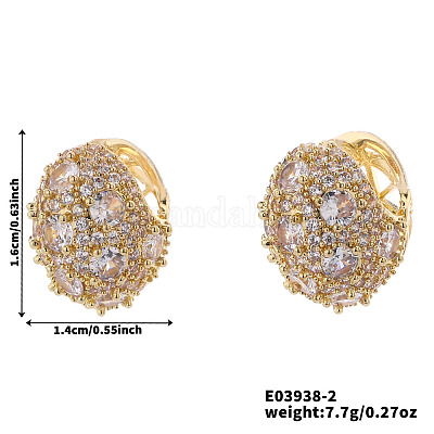 Элегантные плоские круглые серьги-кольца из латуни с прозрачным кубическим цирконием GD5823-2-1