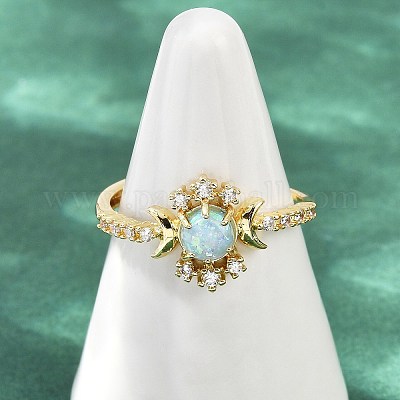 Латунные микро проложить пальцев кольца кубического циркония RJEW-D318-03G-1