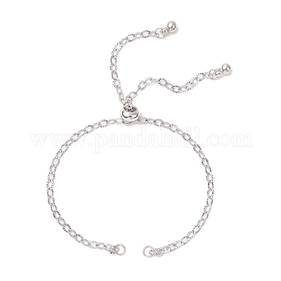 2 шт. 2 цвета 304 нержавеющая сталь текстурированный кабель цепь слайдер браслет изготовление AJEW-JB01343-1