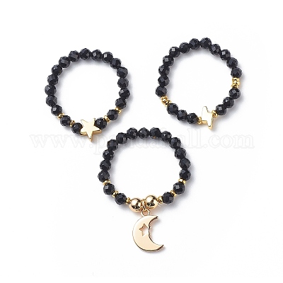 3 шт. 3 стильных кольца из бисера с драгоценными камнями RJEW-JR00522-1