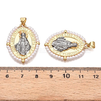 Подвески из латуни с имитацией жемчуга АБС KK-T070-16G-01-1