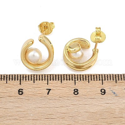 Латунь серьги EJEW-D338-02G-1