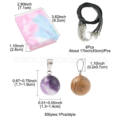 Наборы для самостоятельного изготовления ожерелий с подвесками из натуральных и синтетических драгоценных камней и вощеного шнура DIY-FS0008-47-1