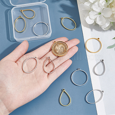 12 шт. 6 стиля подвески-капли из нержавеющей стали 304 с открытой задней частью STAS-UN0055-33-1