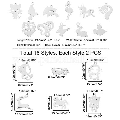 32 шт. 16 подвески из нержавеющей стали 201 STAS-UN0024-41-1
