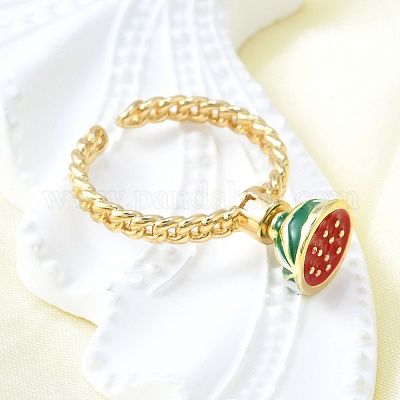 Латунные эмалевые открытые манжеты для женщин RJEW-F179-08G-04-1