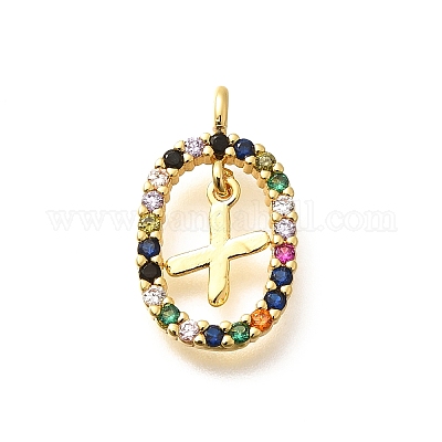 Латунные микро проложить кубического циркония подвески ZIRC-P123-01G-X02-1