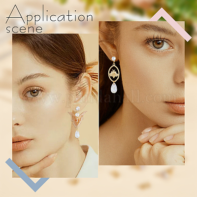 12 пара 2-х стильных сережек-гвоздиков из латуни в форме бриллианта с кубическим цирконием KK-BBC0012-72-1