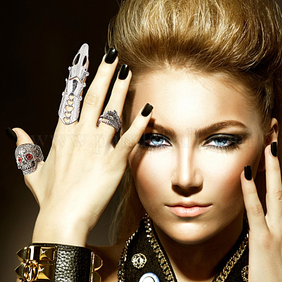 Кольца-коготь в виде черепа со стразами Siam AJEW-AN0007-07-1