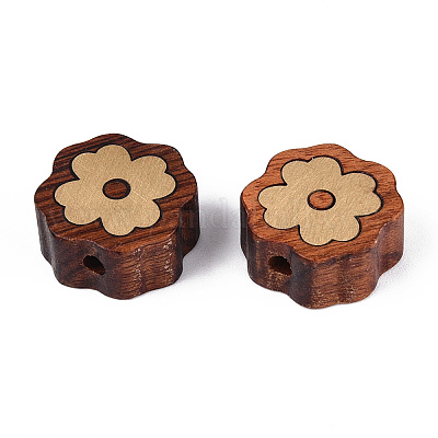 Натуральные сандаловые бусины и латунные бусины WOOD-T032-33E-1