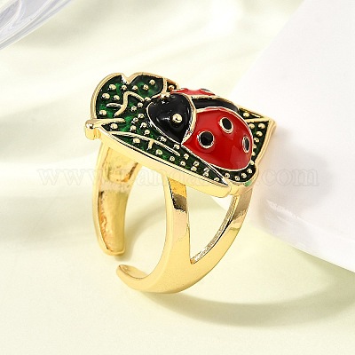 Латунные эмалевые регулируемые открытые манжеты для женщин RJEW-I111-01G-05-1