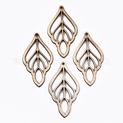 Необработанные полые деревянные большие подвески WOOD-N006-97-1