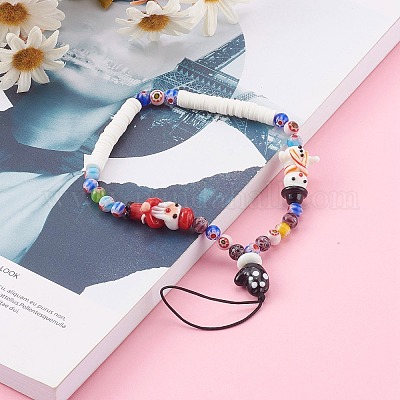 Мобильные ремни ручной работы лэмпворк из бисера на рождество HJEW-JM00446-05-1