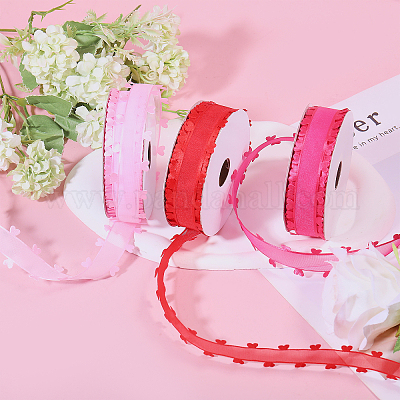 3 рулон 3-х цветного полиэстерового кружева в форме сердца ко Дню святого Валентина OCOR-FG0002-74-1