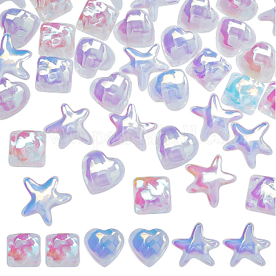 48 шт. 3-х видов полупрозрачных гальванизированных стеклянных кабошонов EGLA-CA0001-11-1