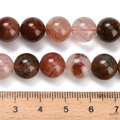 Натуральный красный Rutilated кварцевые нити бисера G-G300-A02-10mm-1