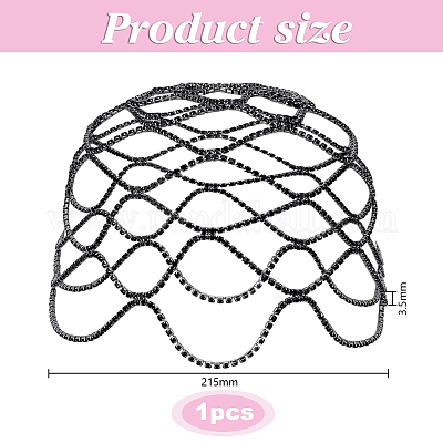 1 шт. сетчатый головной убор со стразами AJEW-HY0002-55B-1
