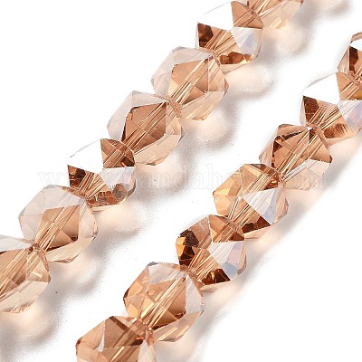 Стеклянные бусины с гальваническим покрытием  EGLA-P057-01A-PL02-1