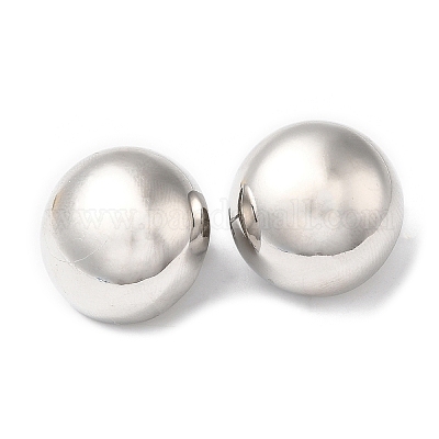 Полукруглые серьги-гвоздики из латуни с реечным покрытием EJEW-Q766-07P-1