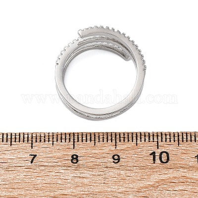 Открытые манжеты из латуни с микропаве и прозрачным цирконием для женщин RJEW-S624-04P-1