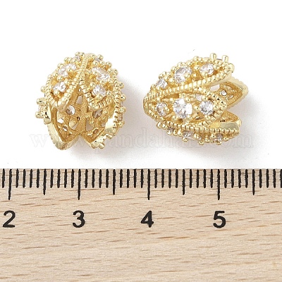 Колпачки для бусин из прозрачного кубического циркония из латуни KK-G491-51B-G-1