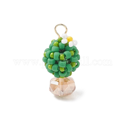 Подвески в виде кактусов из стеклянных бус PALLOY-MZ00860-02-1