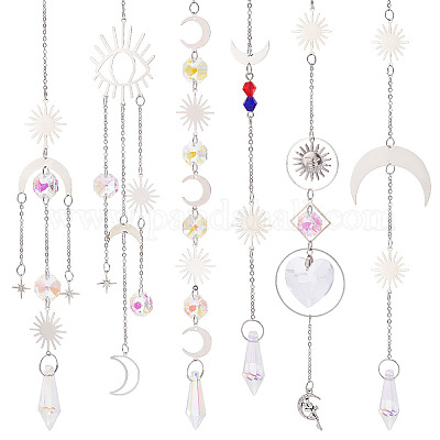 Ahademaker 6 шт. 6 стиля подвесной ловец солнца HJEW-GA0001-30-1