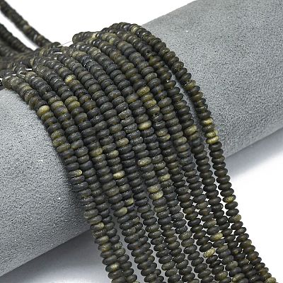 Естественный золотистый отлив обсидиан бисер пряди G-P575-A29-4x2mm-1
