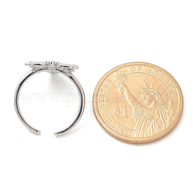 Кольца-манжеты для пальцев с микропаве из прозрачных кубических цирконий из латуни для женщин RJEW-U033-07P-1