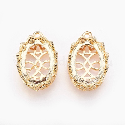 Латунные подвески кабошон с открытой спиной X-KK-R058-146G-1