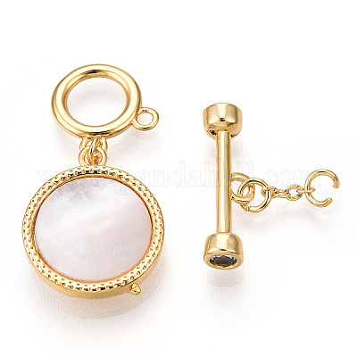 Застежки-тоглы белого цвета KK-P223-12G-02-1