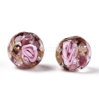 Светящиеся бусины лэмпворк из золота и песка ручной работы LAMP-T021-03M-1