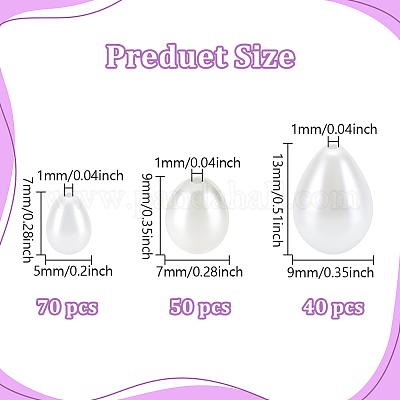 160 шт. 3 вида стеклянных жемчужных бусин-капель HY-NB0001-06B-1